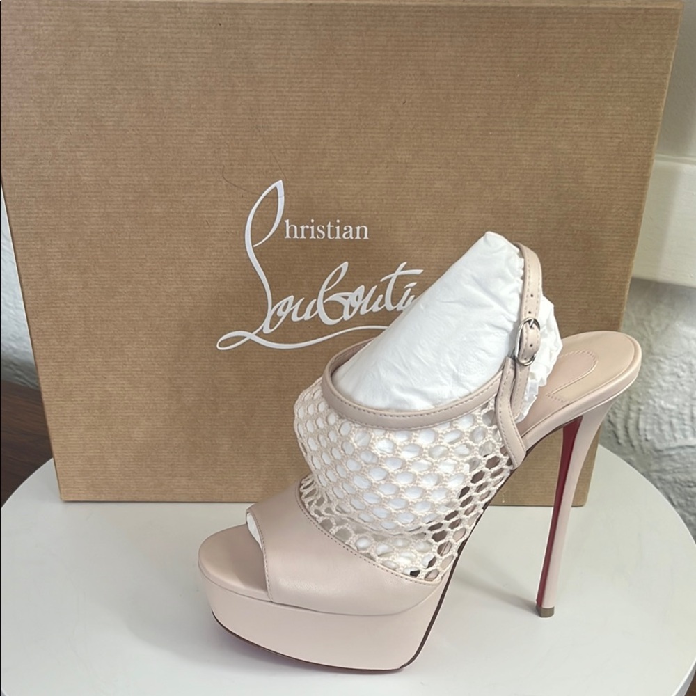 Christian Louboutin Beige Peep-Toe Heels